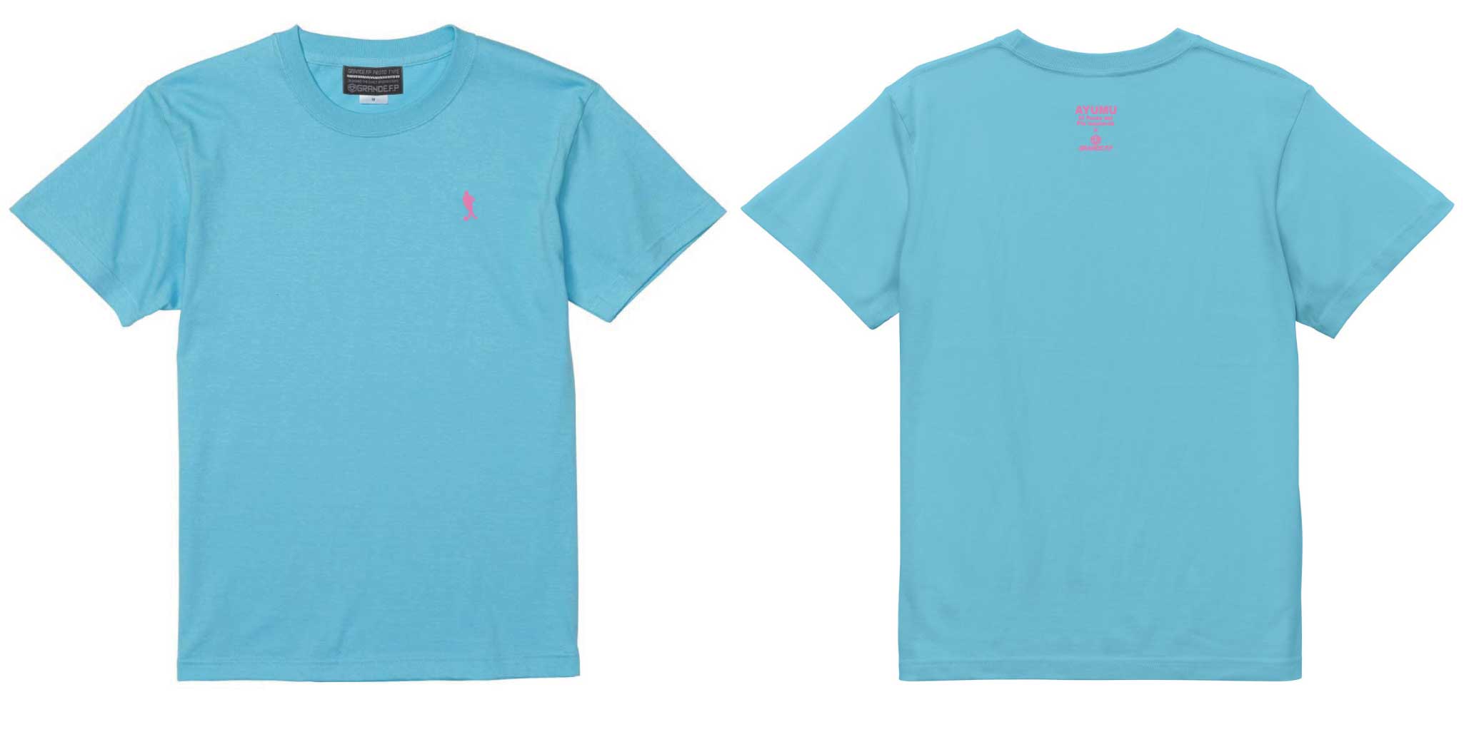 画像1: 【完全予約販売：2026年4月中旬〜下旬発売〜お届け商品】 【ジュニア〜BIGサイズ対応商品】 サガン鳥栖.豊田歩ｘGRANDE.F.Pコラボ.AYUMU.シルエット.刺繍.サポートコットン半袖Tシャツ 　アクアブルーｘピンク